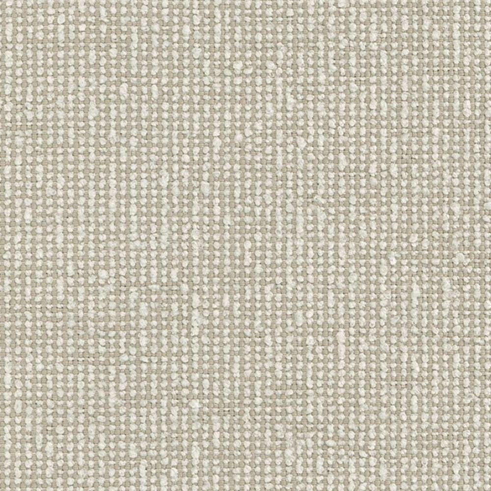 Close-up of beige 100% polyester upholstery fabric showing a tight woven, slightly looped texture, designed for indoor sofas and heavy-duty use.