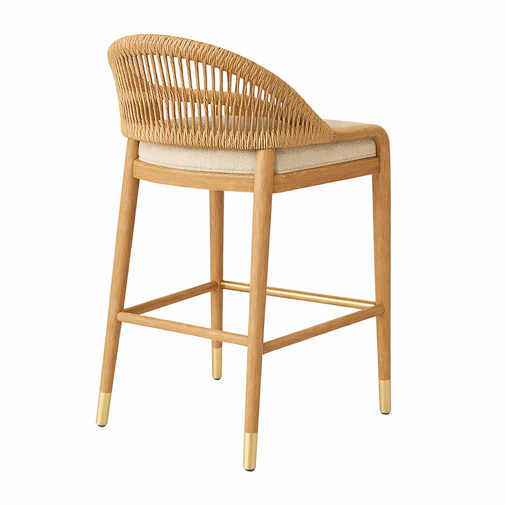 Fara Rope-Backed Upholstered Bar & Counter Stool