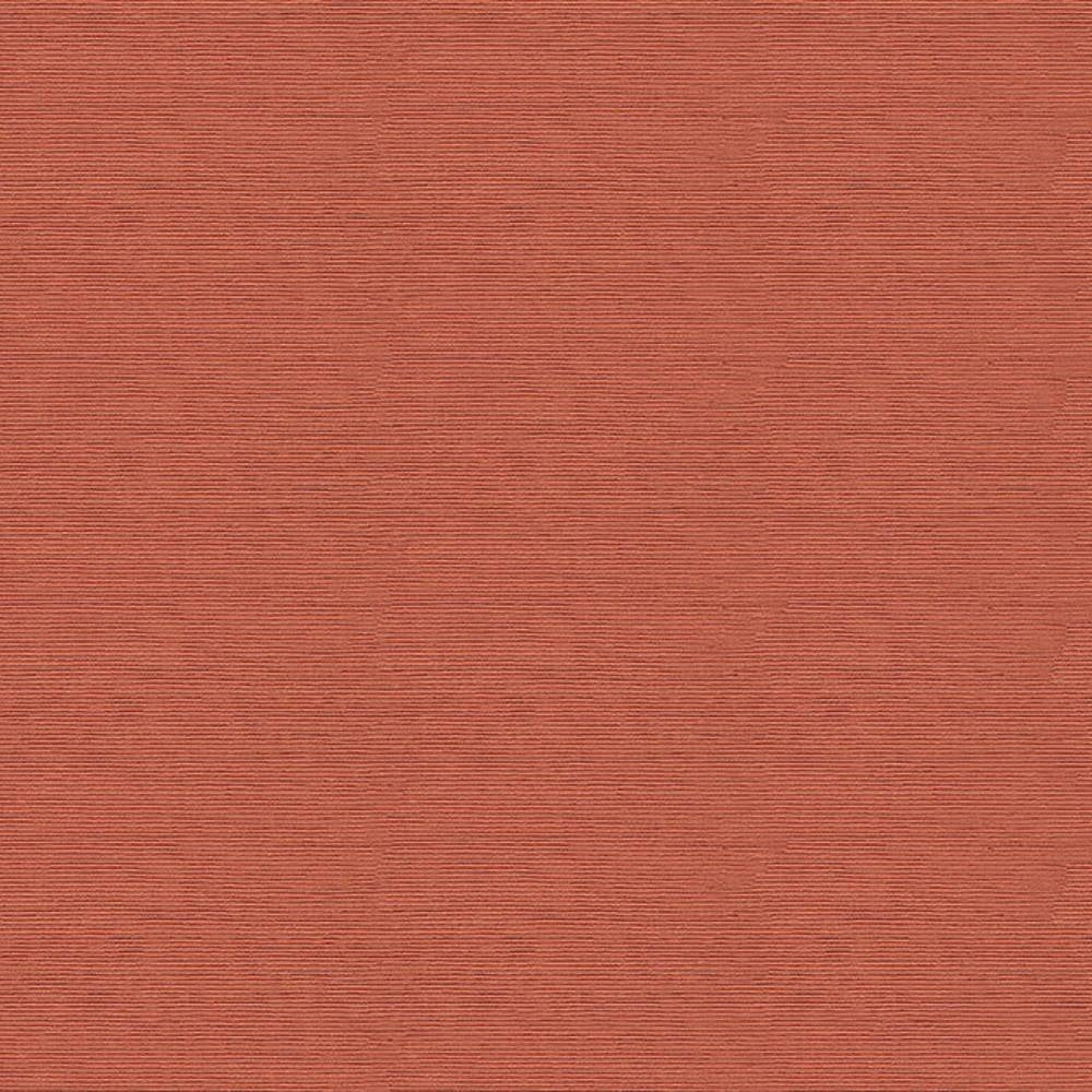 Close-up of 100% polyester upholstery fabric in a terracotta-coral tone showing subtle horizontal ribbed texture, ideal for sofa and indoor neutral-style upholstery applications.