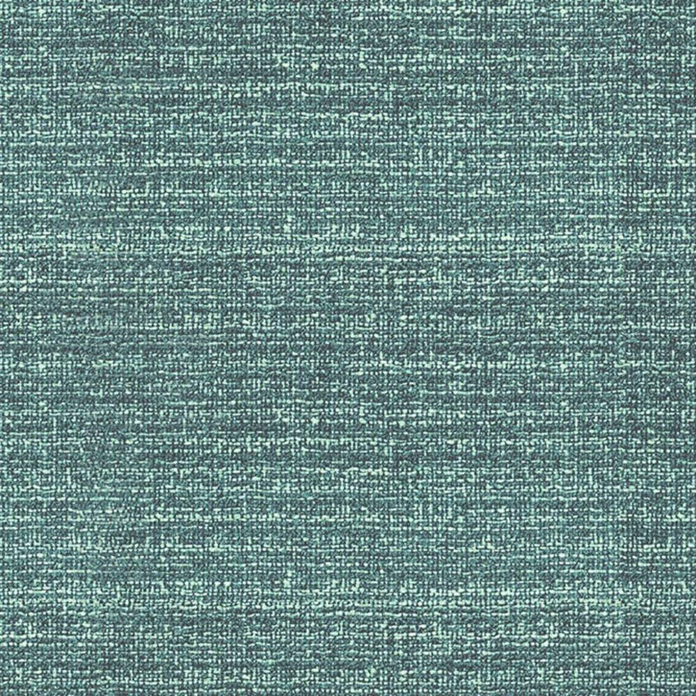 Close-up of teal textured woven 100% polyester upholstery fabric showing a fine crosshatch/slub pattern, a durable performance textile suited for contemporary sofas and office seating.