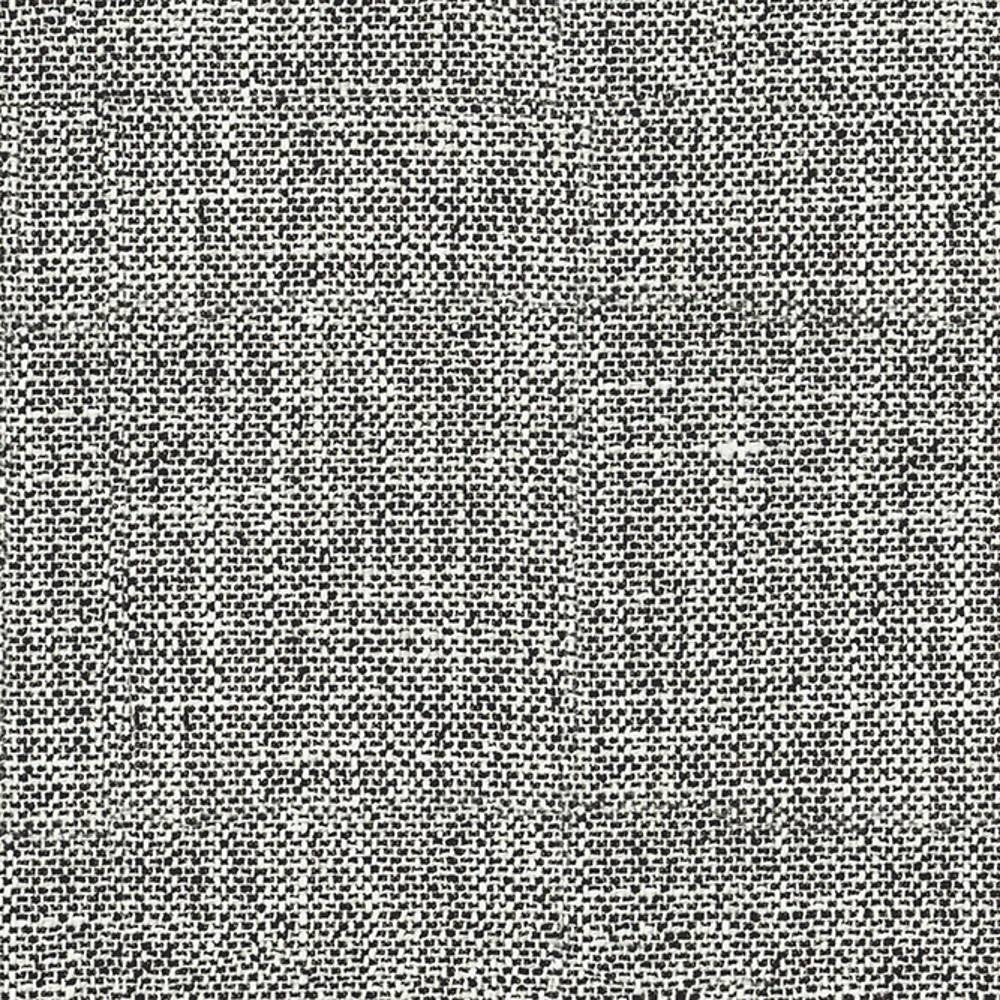 Close-up of black-and-white 100% polyester upholstery fabric showing a tight woven, slightly coarse texture with a small flecked pattern, suitable for sofa coverings.
