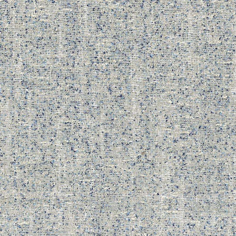 Close-up of neutral beige woven sofa upholstery fabric in a polyester-cotton-viscose blend, showing subtle blue flecks and a textured contemporary weave.