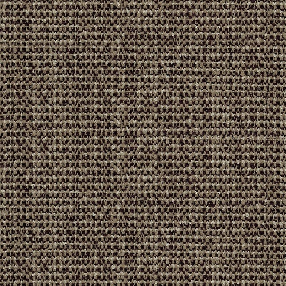 Close-up of neutral beige and brown woven upholstery fabric showing a tight basketweave texture; 75% polyester, 5% linen and 20% viscose composition for sofa and office use.