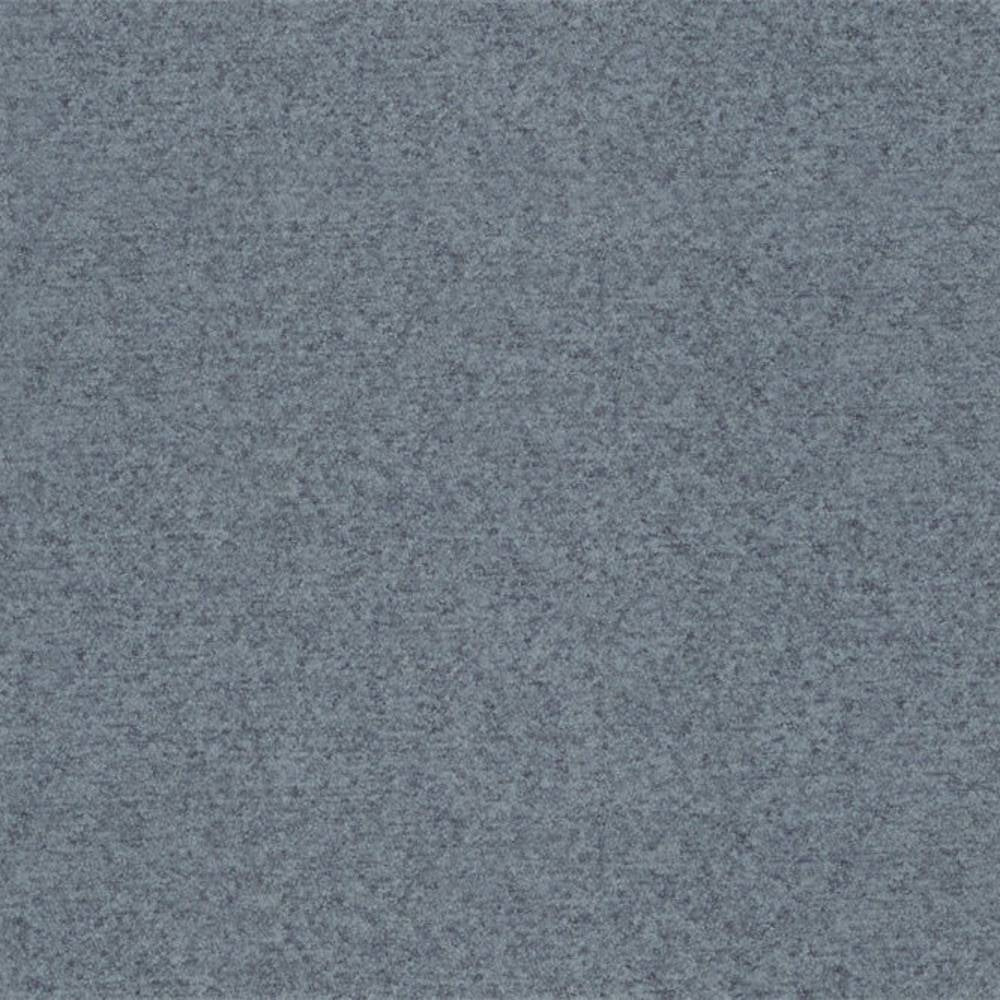 Close-up of a 100% polyester upholstery fabric swatch in steel-blue gray with a subtle heathered texture, suitable for sofa and office seating.