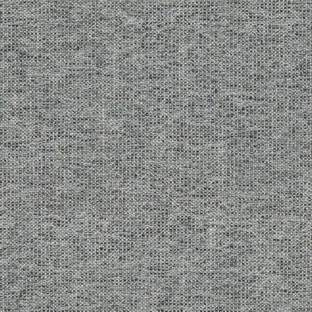 Close-up of neutral light gray woven upholstery fabric with subtle basket-weave texture, composed of 38% polyester, 50% viscose and 12% linen, suitable for contemporary sofas.