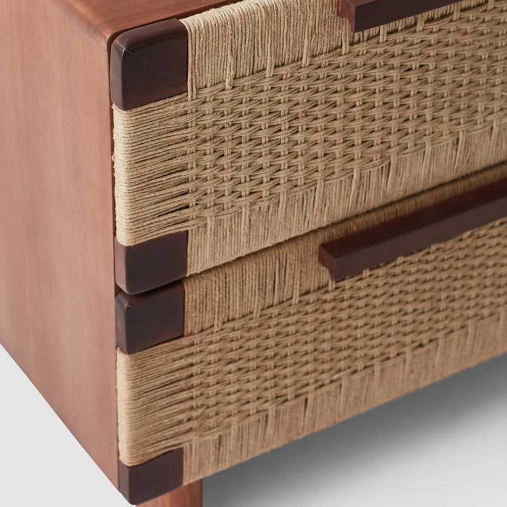Lapu Brown Hand Woven 2 Drawer Nightstand
