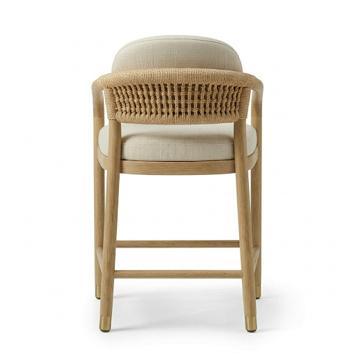 Paros Wooden Rope-Backed & Upholstered Bar & Counter Stool