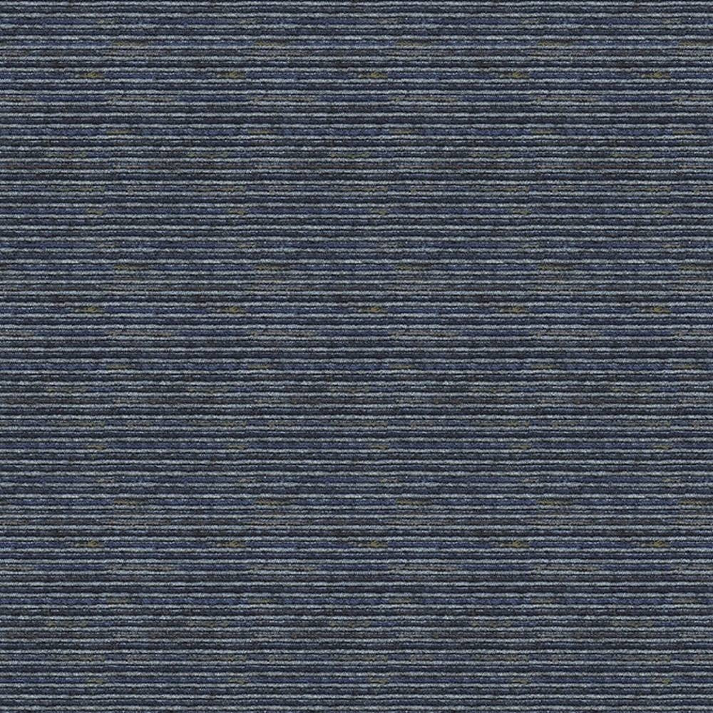 Close-up of charcoal gray and navy fine horizontal striped upholstery fabric with a subtle heathered texture, viscose-blend composition (75% viscose, 24% polyester, 1% acrylic) suited for contemporary sofas.