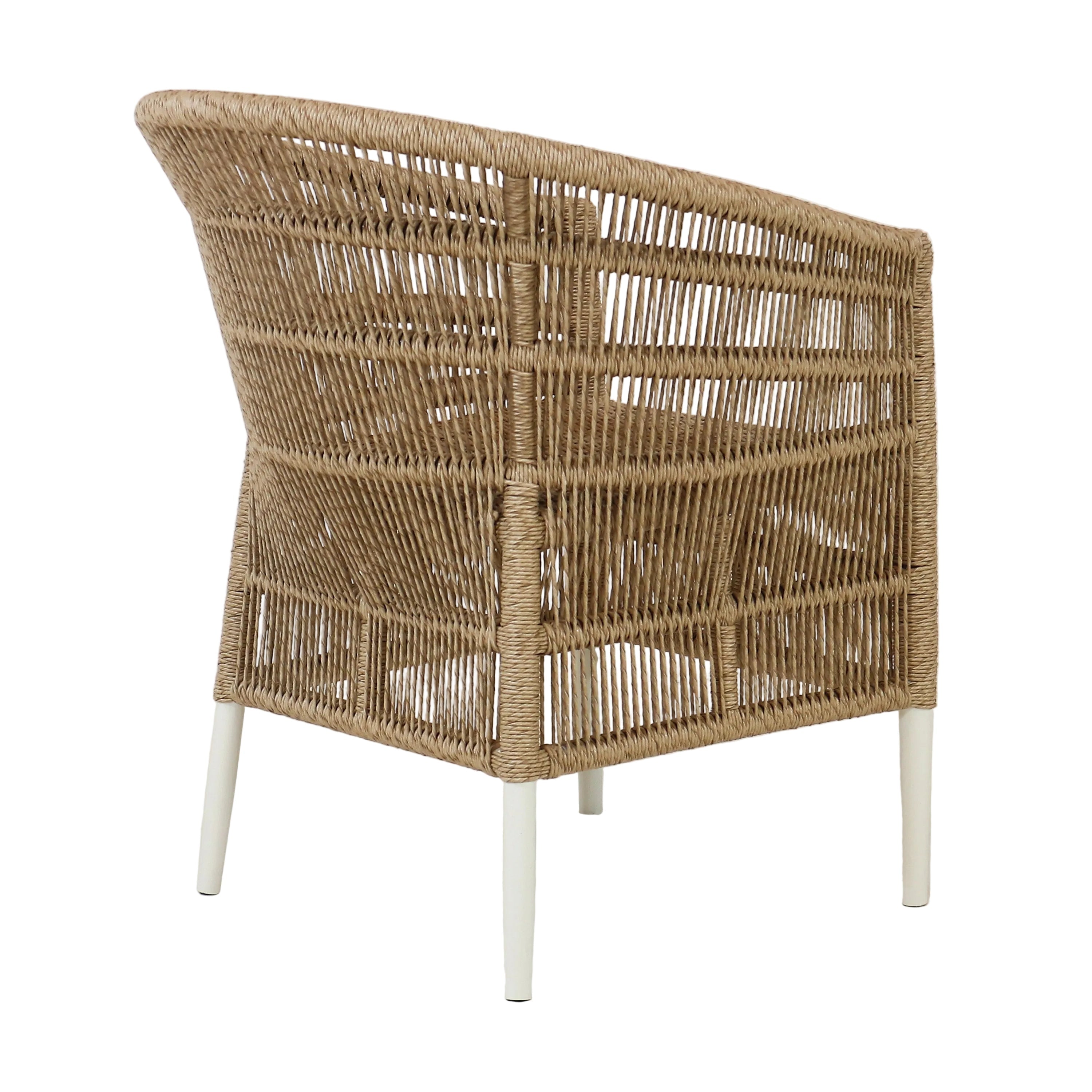 SirenaWicker chair by nuema.com with white legs on a plain background