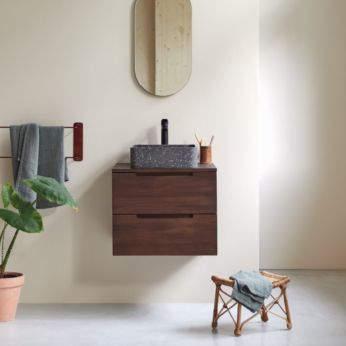 Sophia Solid Teak 24" Floating Single Bathroom Vanity