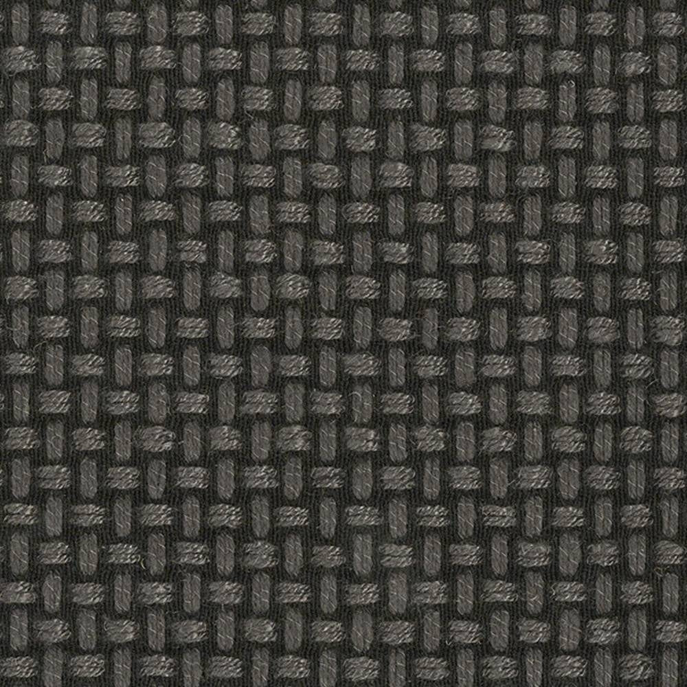 Close-up of charcoal basketweave upholstery fabric showing a textured woven pattern and subtle sheen, a 30% linen / 65% viscose / 5% polyester blend suitable for contemporary sofas.