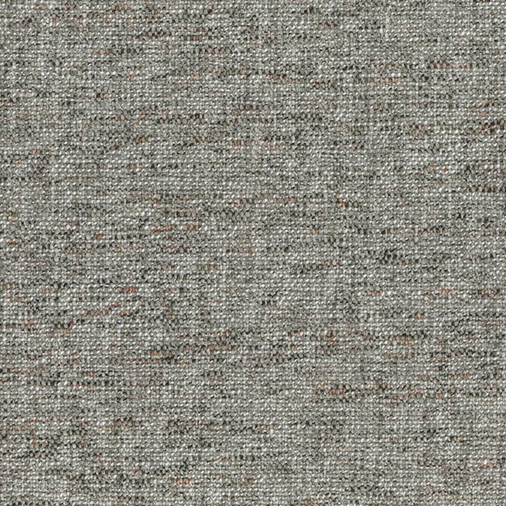Close-up of beige neutral woven upholstery fabric showing textured weave with subtle rust and gray flecks; 5% linen, 10% rayon, 35% acrylic, 50% polyester blend suitable for sofas.