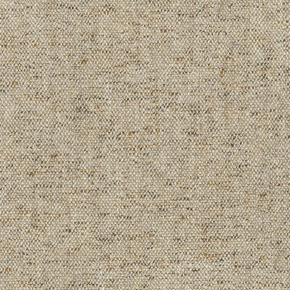 Close-up of beige upholstery fabric in a linen, rayon, acrylic and polyester blend, showing a textured, tightly woven surface with subtle darker flecks, ideal for sofa upholstery.