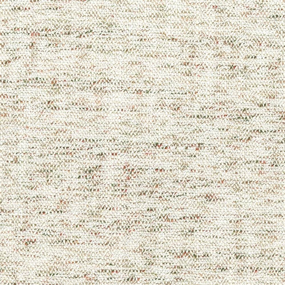 Close-up of a beige neutral upholstery fabric swatch showing a soft woven texture with subtle multicolored flecks; 5% linen, 10% rayon, 35% acrylic and 50% polyester blend for sofa use.