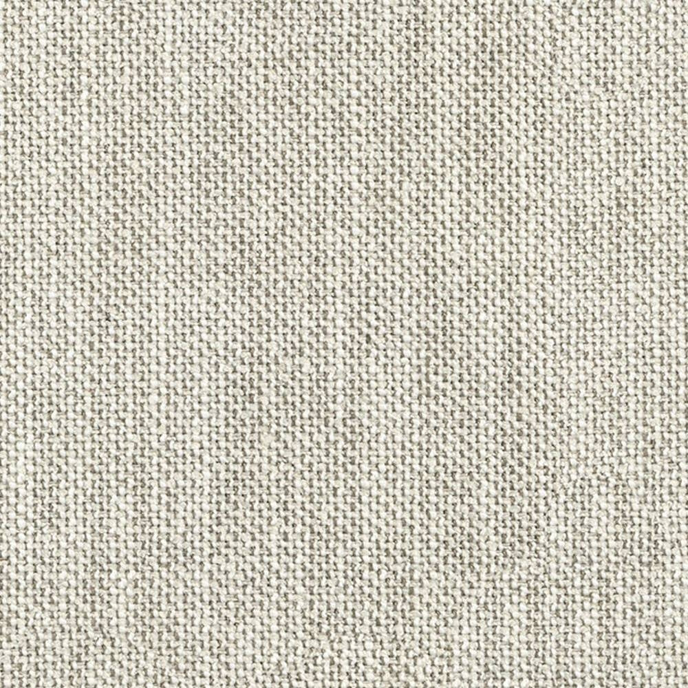 Close-up of neutral beige woven upholstery fabric showing a tight basket-weave texture, a durable blend of cotton, rayon, wool, acrylic and triacetate suitable for modern sofas.