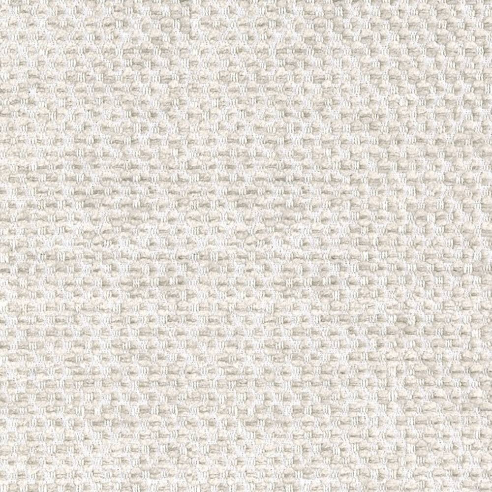 Close-up of cream woven upholstery fabric showing a small basketweave texture; 8% linen, 9% rayon and 83% polyester blend ideal for contemporary sofa and office use.