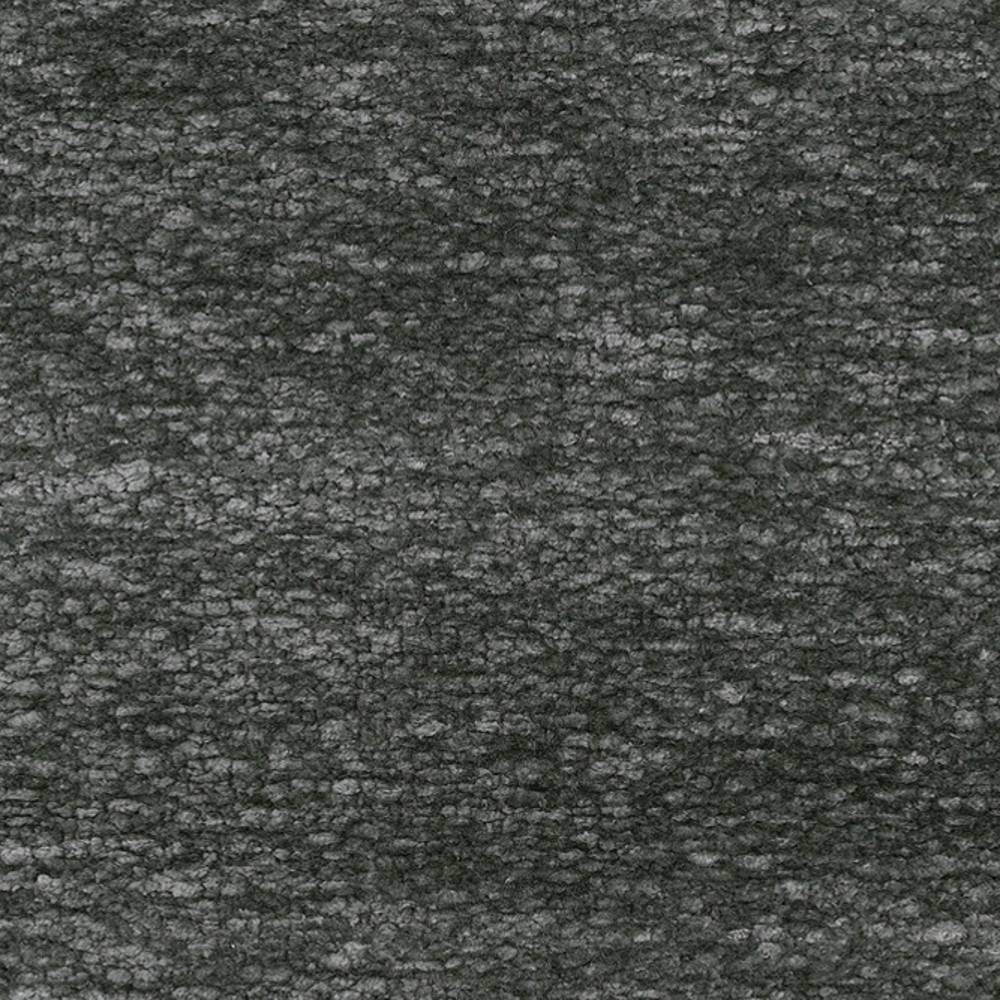 Close-up of dark charcoal boucle upholstery fabric showing a dense, looped textured surface; heavy-duty polyester-linen-rayon blend (87% polyester, 6% linen, 7% rayon) ideal for indoor sofas.