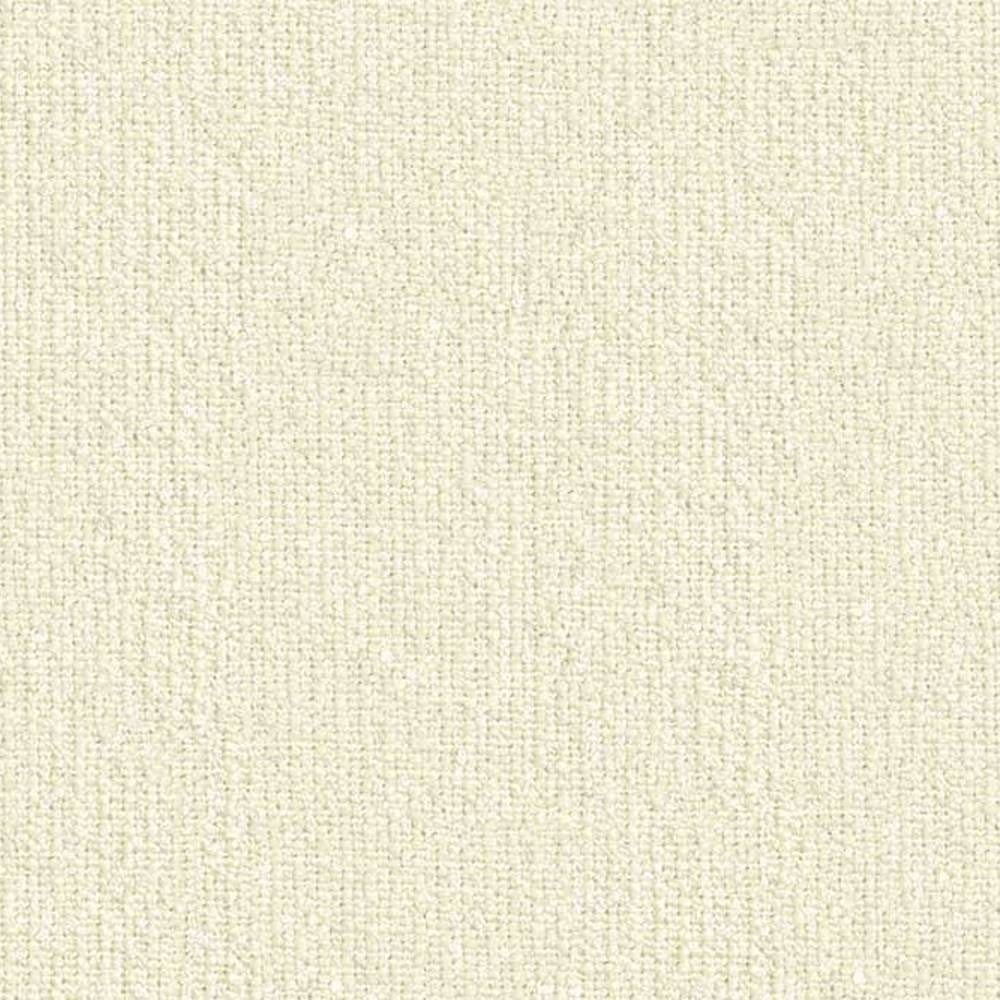 Close-up of cream woven upholstery fabric for sofa, showing a subtle tight weave and neutral texture; 6% wool, 5% linen, 10% rayon, 30% acrylic and 49% polyester blend with a contemporary modern look.