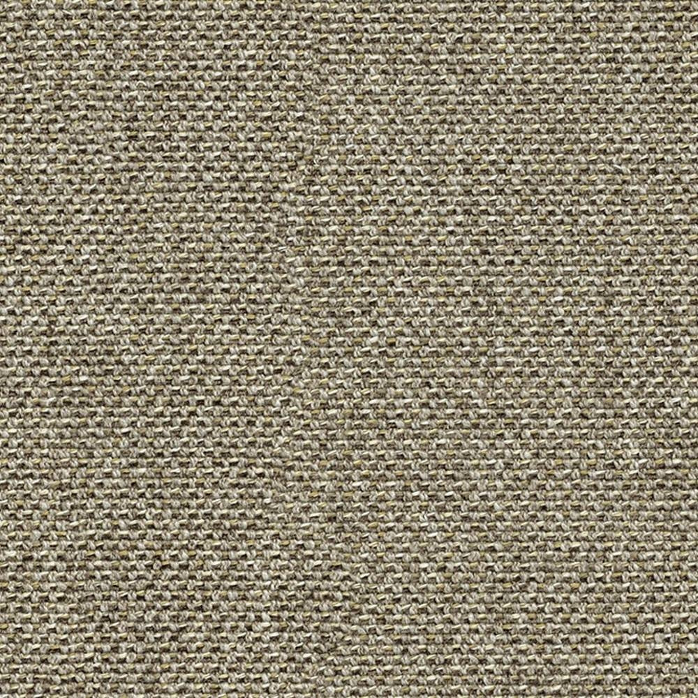 Close-up of beige neutral woven upholstery fabric showing a coarse basketweave texture and mixed linen, rayon, acrylic and polyester yarns, ideal for contemporary sofa upholstery.
