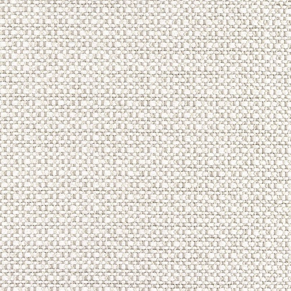 Close-up of ivory woven upholstery fabric showing a tight basket-weave texture and neutral white tones for sofa use; 78% rayon, 22% polyester, durable sample suited to modern and contemporary interiors.