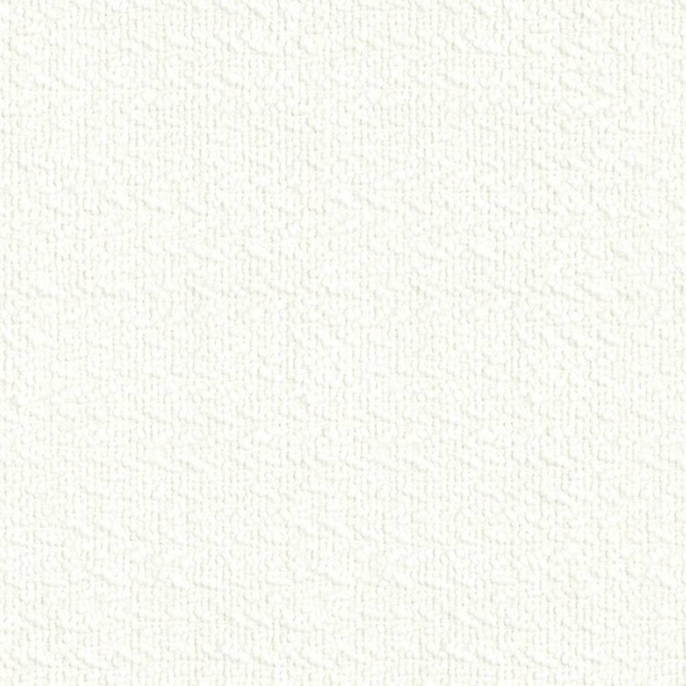 Close-up of white textured upholstery fabric with a subtle looped/bouclé surface; 18% wool, 47% acrylic, 35% polyester blend designed for sofa upholstery.