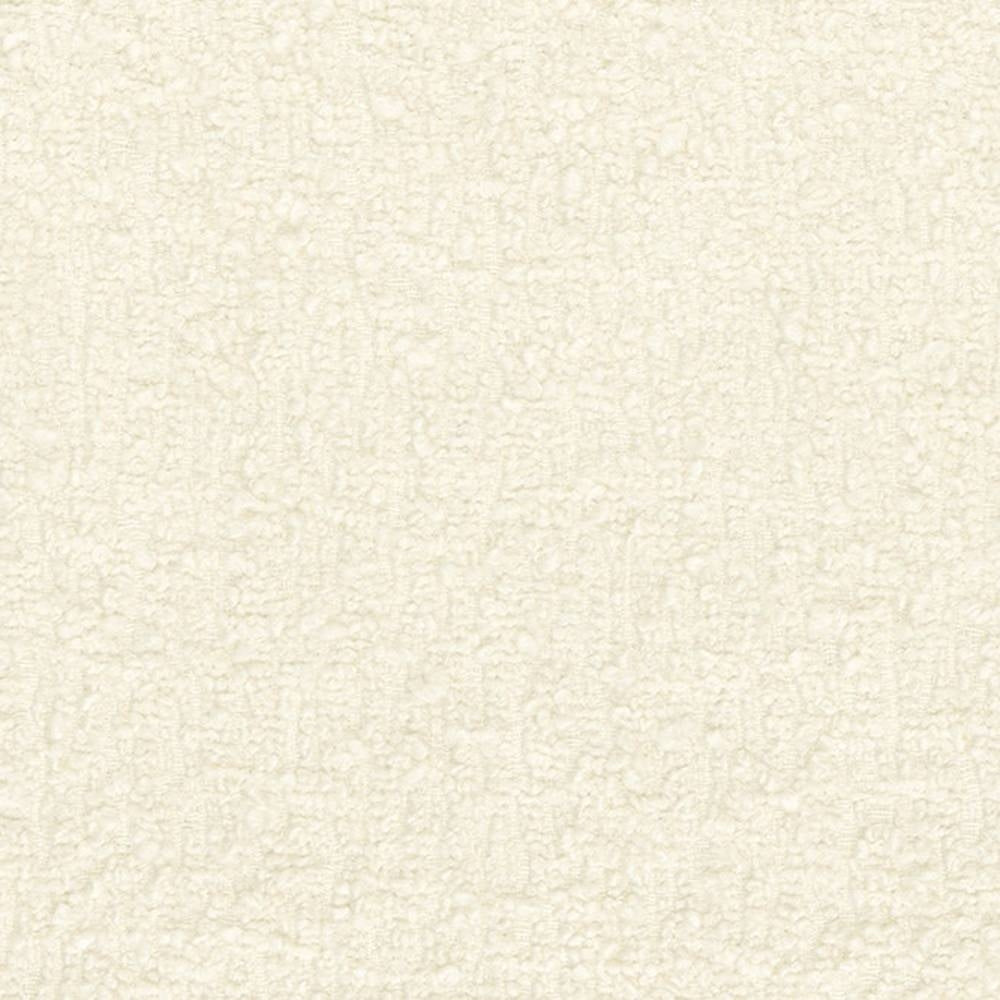 Close-up of cream bouclé upholstery fabric showing tight looped texture; 30% wool, 51% acrylic and 19% polyester blend for durable, neutral contemporary sofa upholstery.