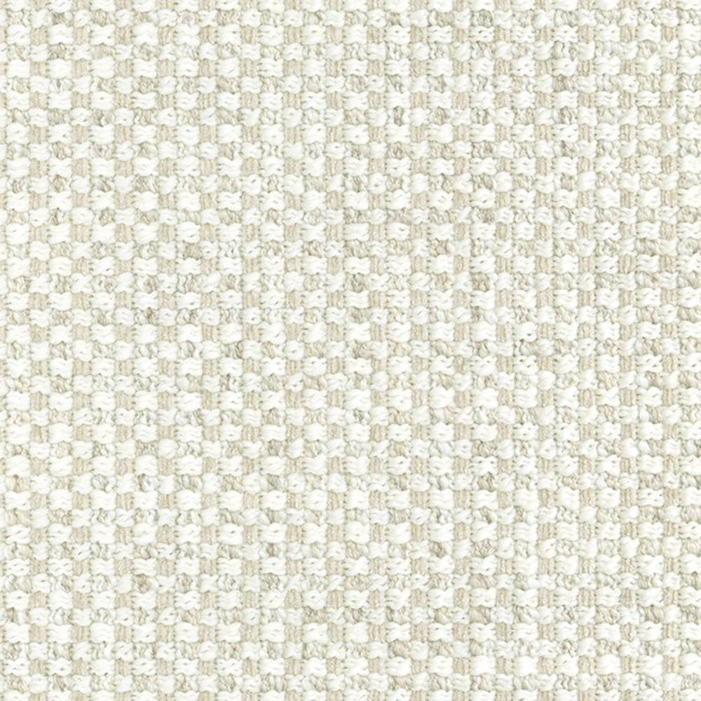 Close-up of cream-beige woven upholstery fabric showing a small textured basketweave pattern; 17% wool, 62% acrylic, 9% viscose and 12% polyester blend for indoor sofa use.