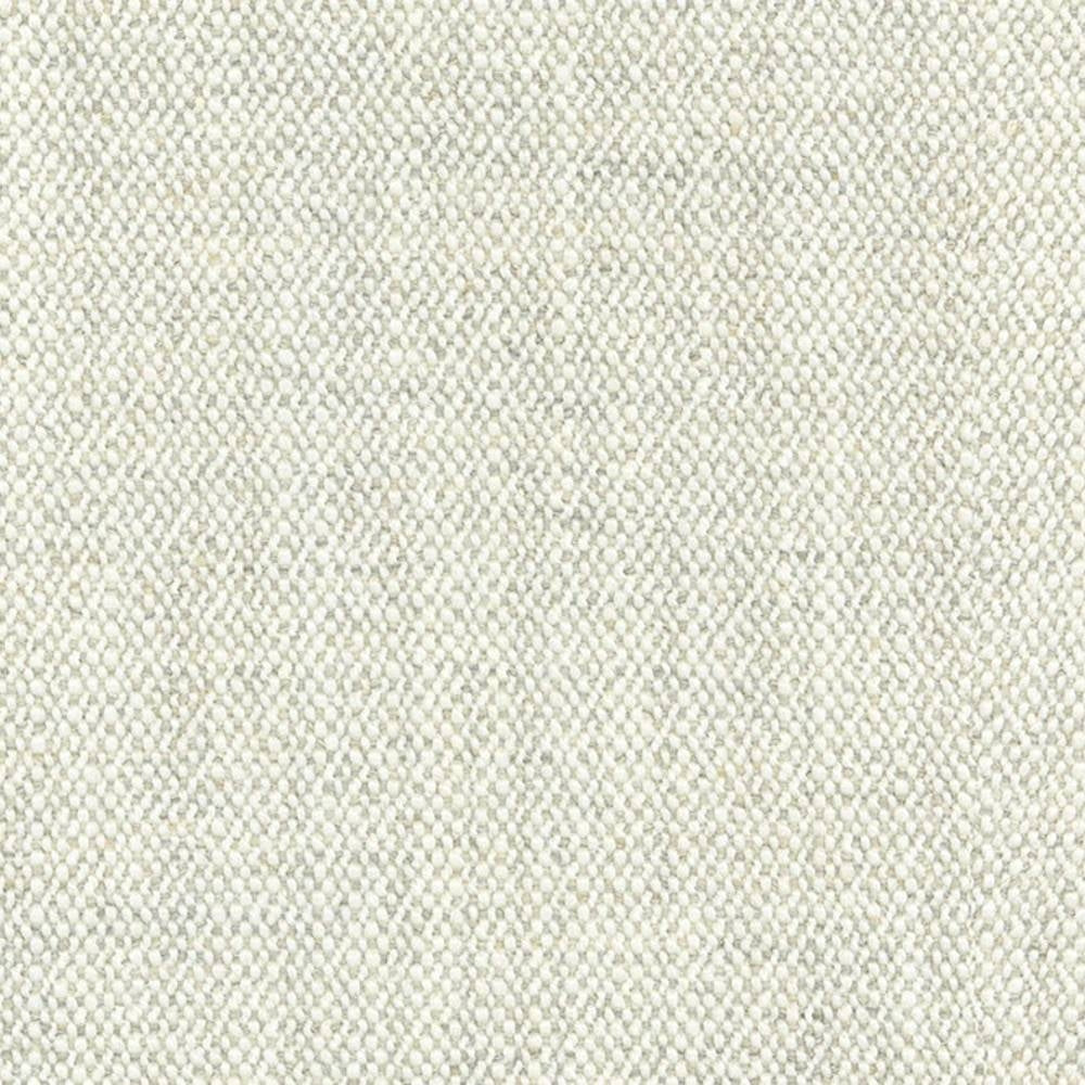 Close-up of cream off-white woven upholstery fabric with a tight pebble-like texture; 14% wool, 3% linen, 52% acrylic and 31% polyester blend suitable for contemporary sofas.