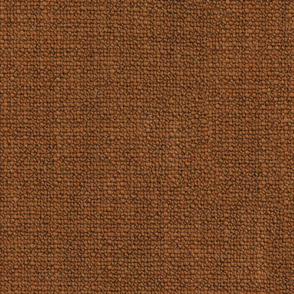 Close-up of warm brown looped upholstery fabric with pebble-like texture, heavy-duty 18% wool, 57% acrylic, 24% polyester blend designed for contemporary sofas.