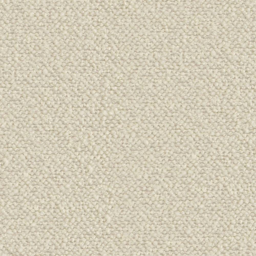 Close-up of beige bouclé upholstery fabric swatch showing a soft looped texture; 30% wool, 50% acrylic, 20% polyester blend suitable for heavy-duty sofa use.