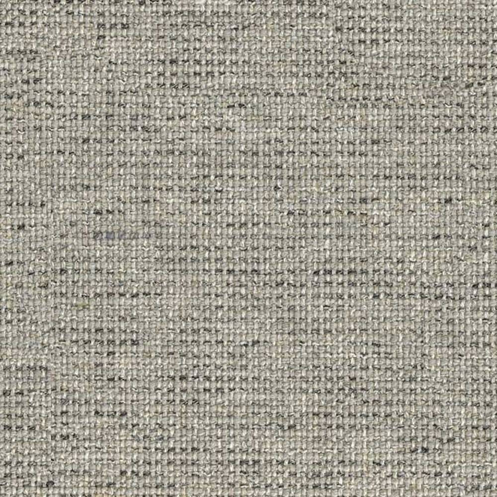 Close-up of neutral beige woven upholstery fabric showing a textured tight weave with subtle darker flecks, a durable 6% wool, 6% linen, 35% acrylic, 53% polyester blend ideal for contemporary sofa upholstery.