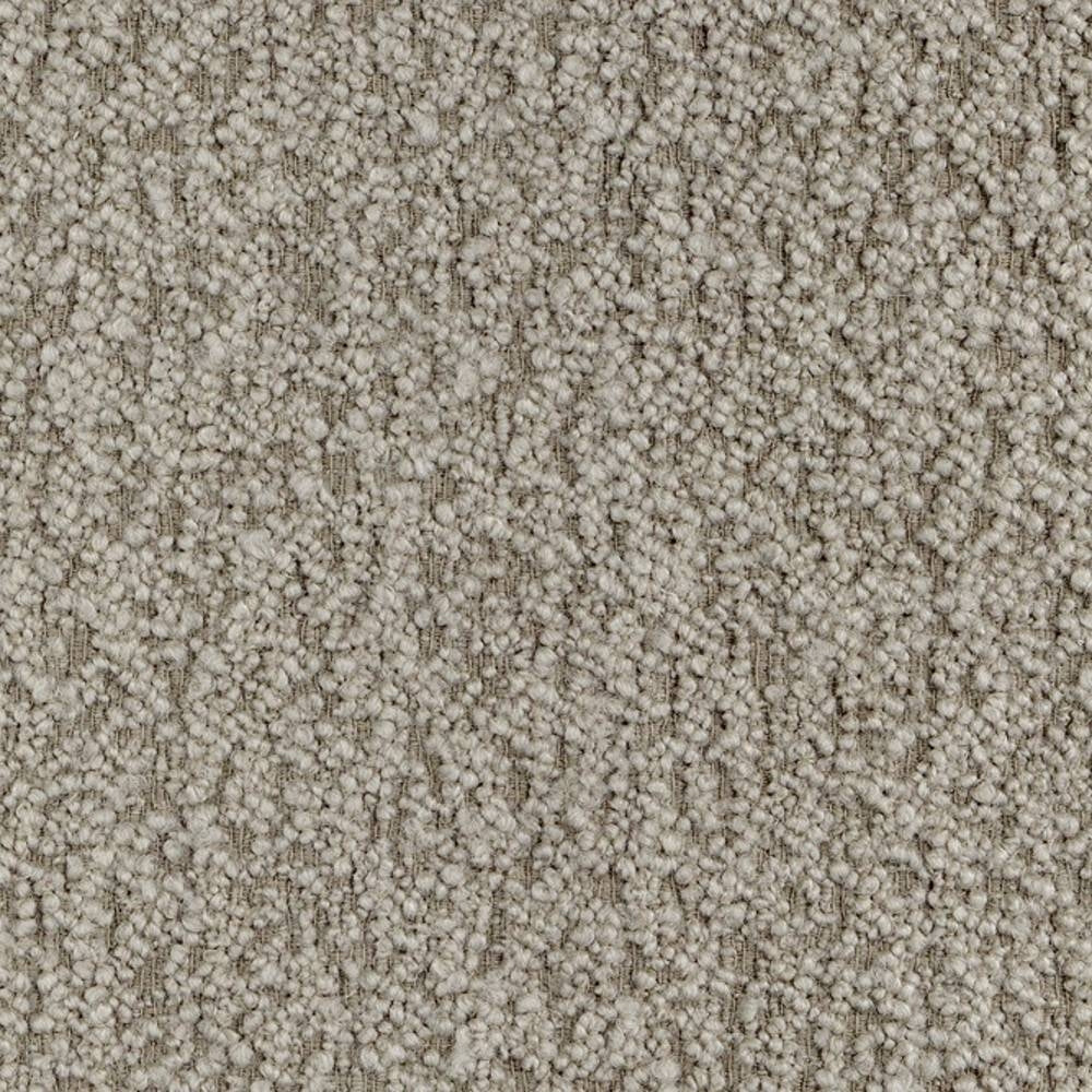 Close-up of cream boucle upholstery fabric showing dense nubby looped texture in a 30% wool, 47% acrylic, 23% polyester blend, ideal for modern sofa upholstery.