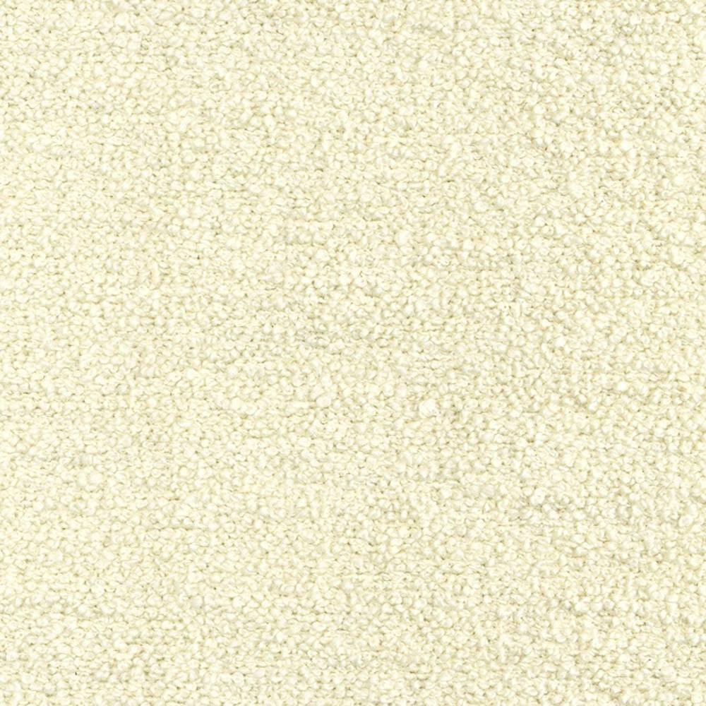Close-up of cream boucle upholstery fabric showing tight looped wool-blend texture (30% wool, 40% acrylic, 30% polyester), ideal for contemporary sofa upholstery.