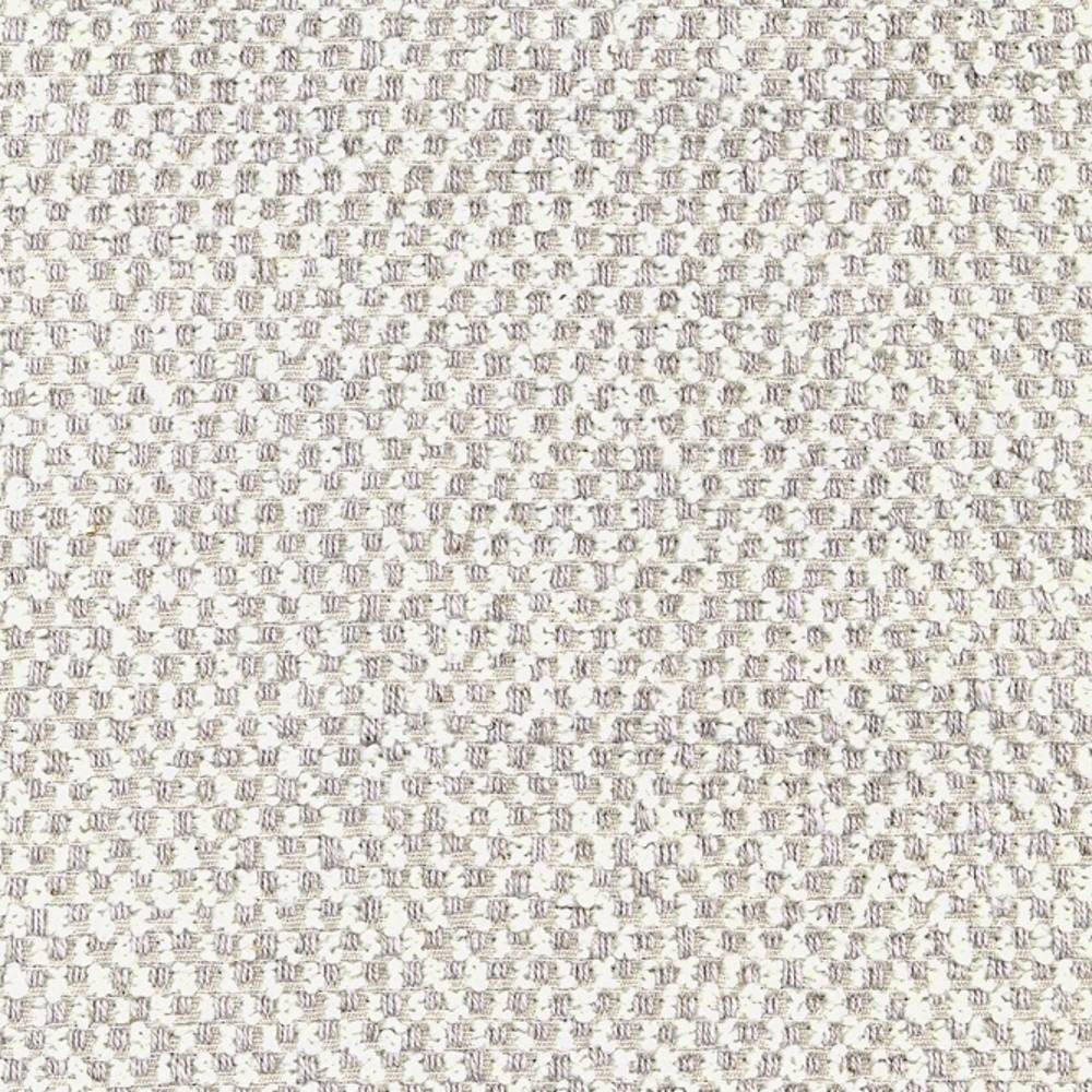 Close-up of a neutral off-white woven upholstery fabric showing a small basketweave texture; blend of wool, acrylic, linen, rayon and polyester for sofa upholstery.
