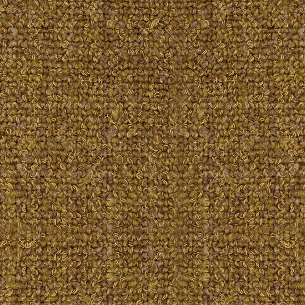 Close-up of mustard-beige boucle upholstery fabric with dense looped texture; 25% wool, 45% acrylic and 30% triacetate composition, ideal for contemporary modern sofas and neutral seating.