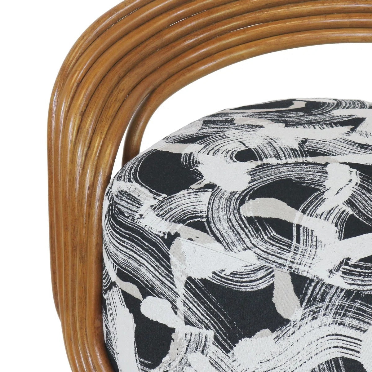 Eva Cane Lounge Chair with Greige Black Woven Upholstery