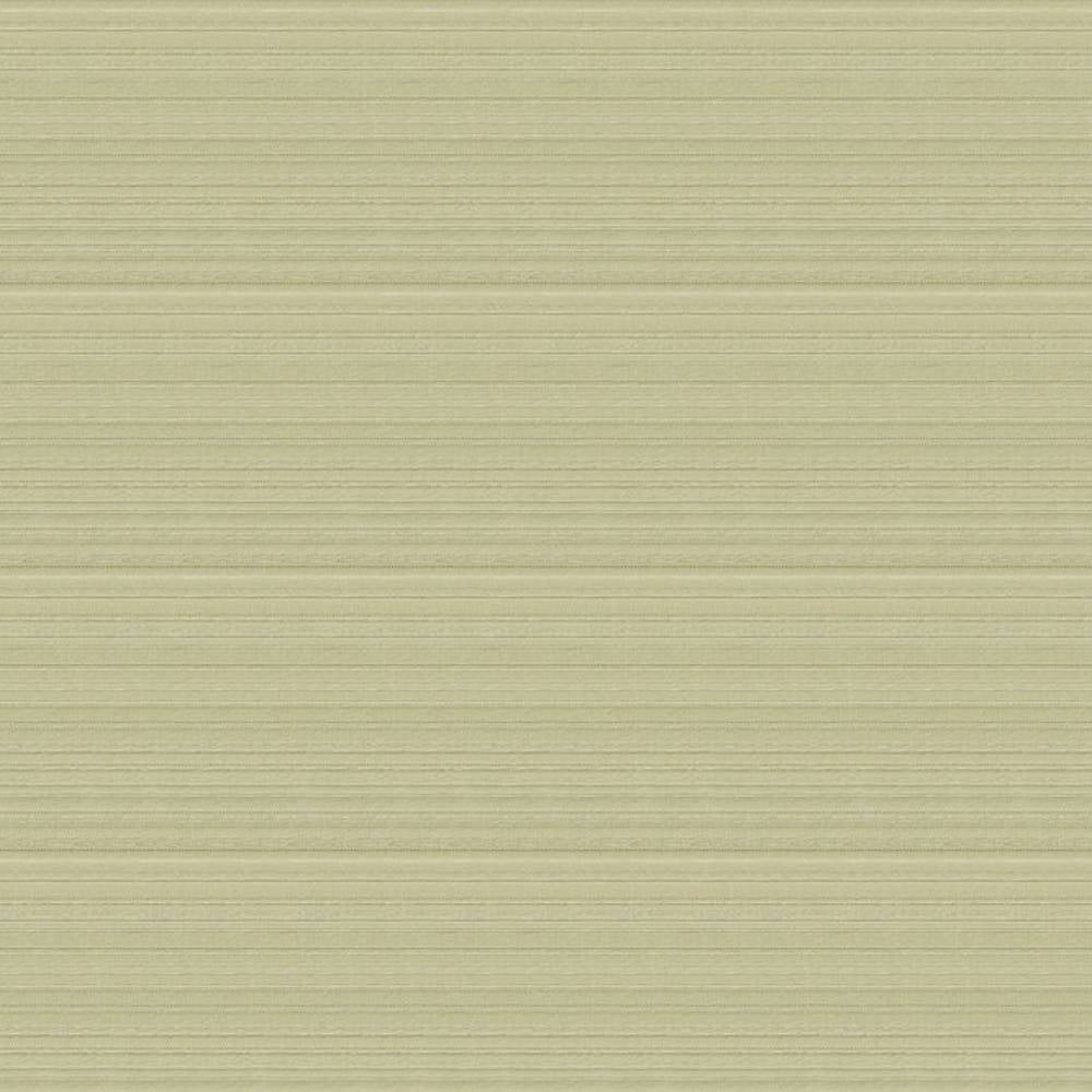 Square sample of cream 100% polyester upholstery fabric showing subtle horizontal ribbed texture and fine tonal striations, suited for contemporary modern sofas and neutral interiors.