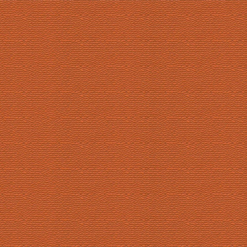 Close-up of rust-orange upholstery fabric with a subtle wavy texture; 27% cotton and 73% polyester, shown as a square sample for sofa upholstery.