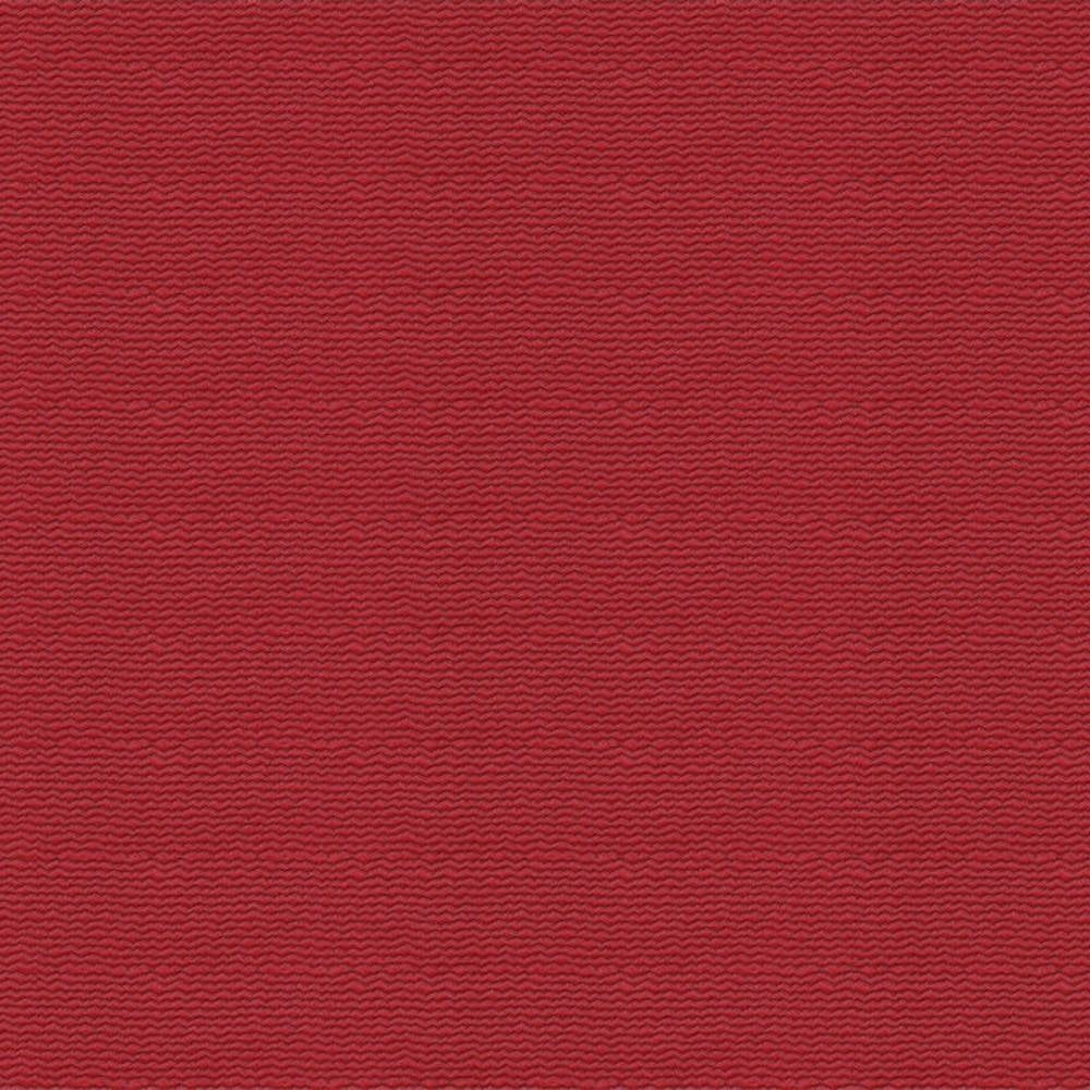 Close-up of red upholstery fabric showing a subtle horizontal wavy texture, 27% cotton and 73% polyester blend suitable for sofas.
