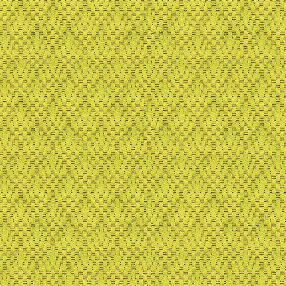 Close-up of chartreuse lime woven upholstery fabric showing a subtle rectangular basket-weave texture; 30% cotton, 70% polyester, ideal for contemporary sofa upholstery.