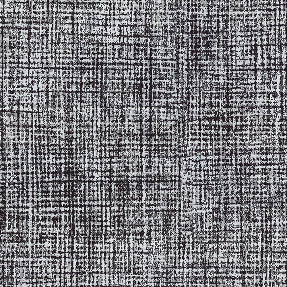 Close-up of 100% polyester upholstery fabric in light gray with dense charcoal crosshatch texture, creating a modern woven-like pattern ideal for contemporary sofas.