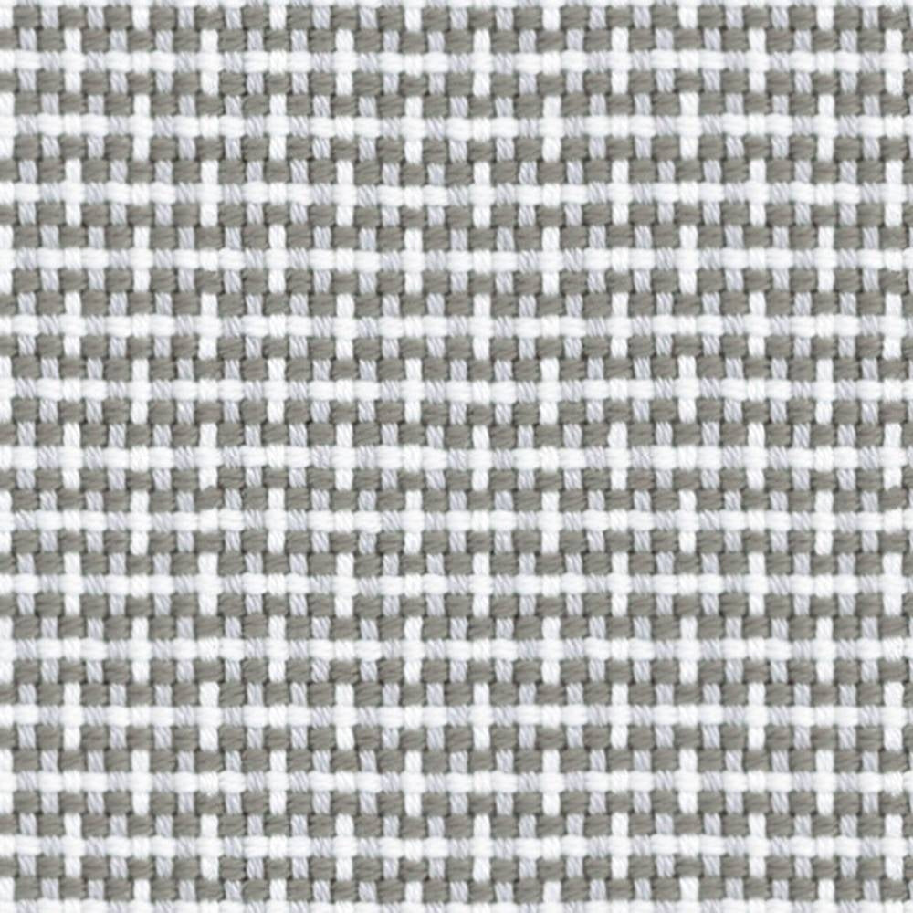 Close-up of neutral beige and white woven upholstery fabric with a small checked texture, 100% acrylic textile suitable for contemporary sofas.