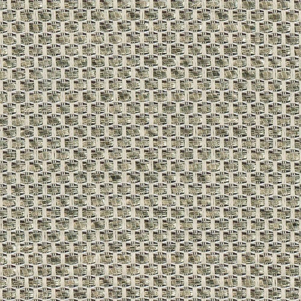 Close-up of beige and brown woven 100% polyester upholstery fabric showing a basketweave grid pattern and textured yarns, ideal for indoor sofa upholstery.