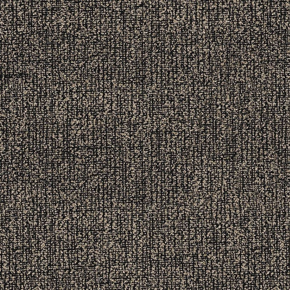 Close-up of neutral beige and dark woven upholstery fabric showing tight crosshatch texture, 100% polyester suitable for contemporary sofa upholstery.