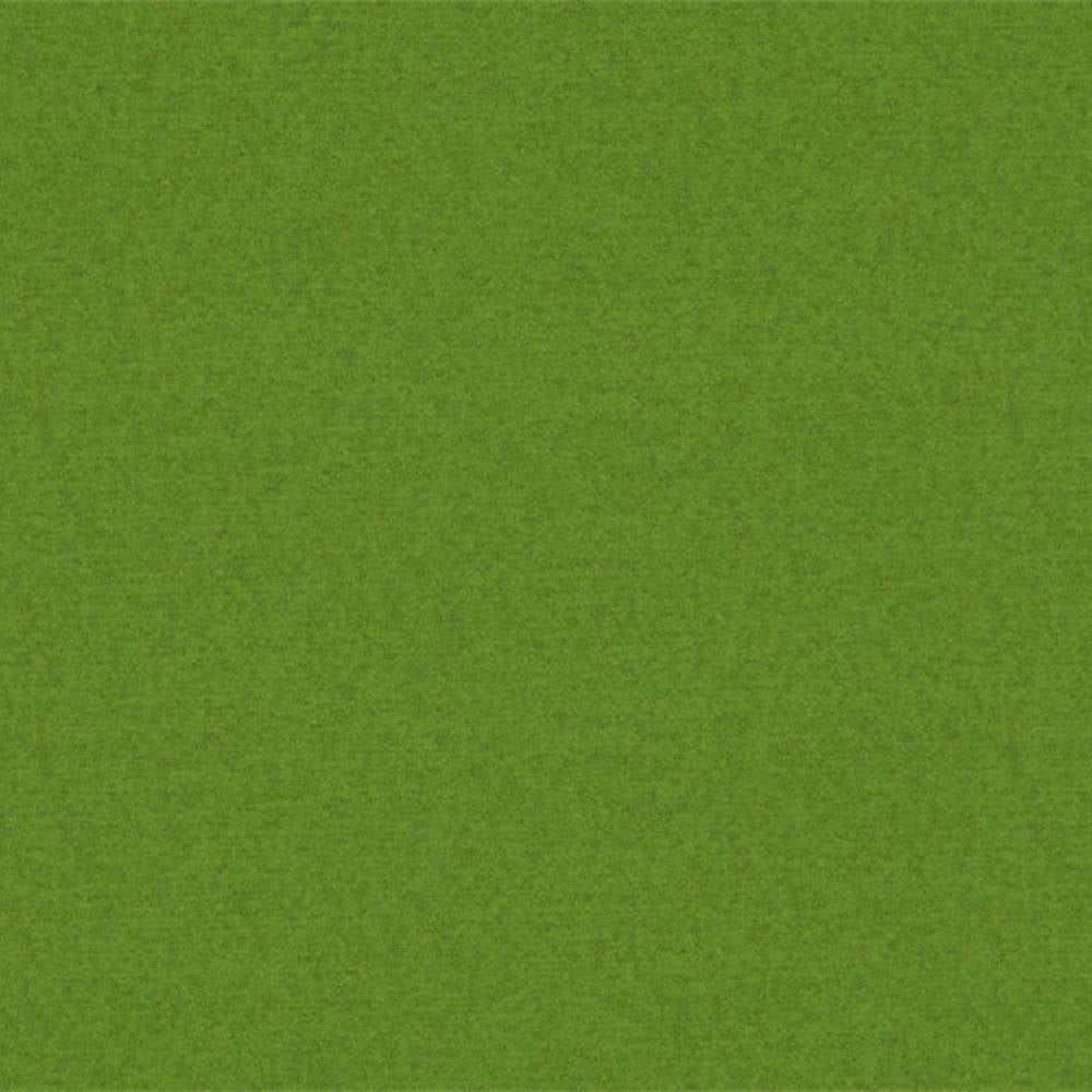 Square swatch of solid moss-green 100% polyester upholstery fabric with a fine, slightly napped texture, shown as a full-frame sample suitable for sofas and office seating.