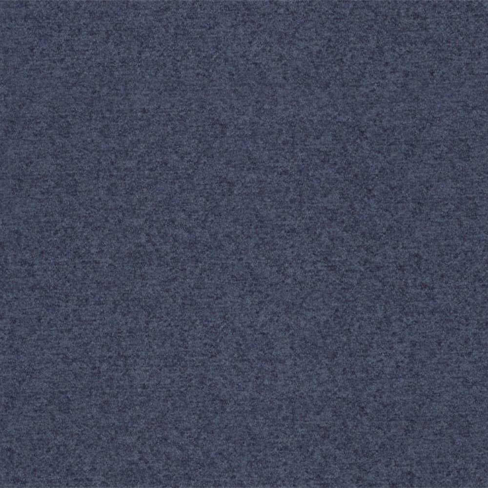 Square swatch of dark navy heathered 100% polyester upholstery fabric with a subtle mottled texture, shown as a flat sample for sofa or office use.
