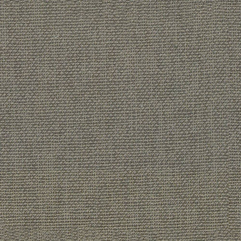 Close-up of neutral beige-gray woven upholstery fabric in 100% polyester, showing a tight textured basketweave ideal for sofas and indoor furniture.
