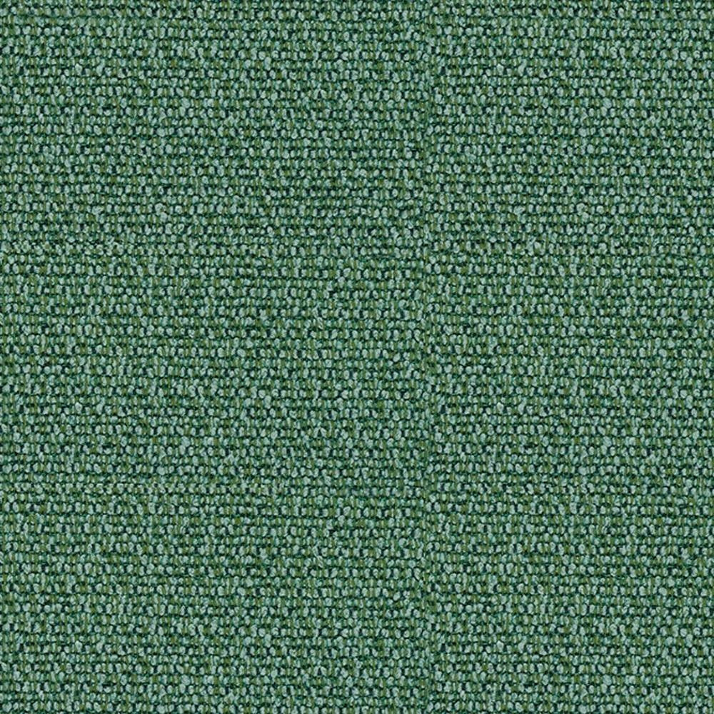 Close-up of a green 100% polyester woven upholstery fabric swatch showing a tight, small-loop texture suitable for contemporary sofas.
