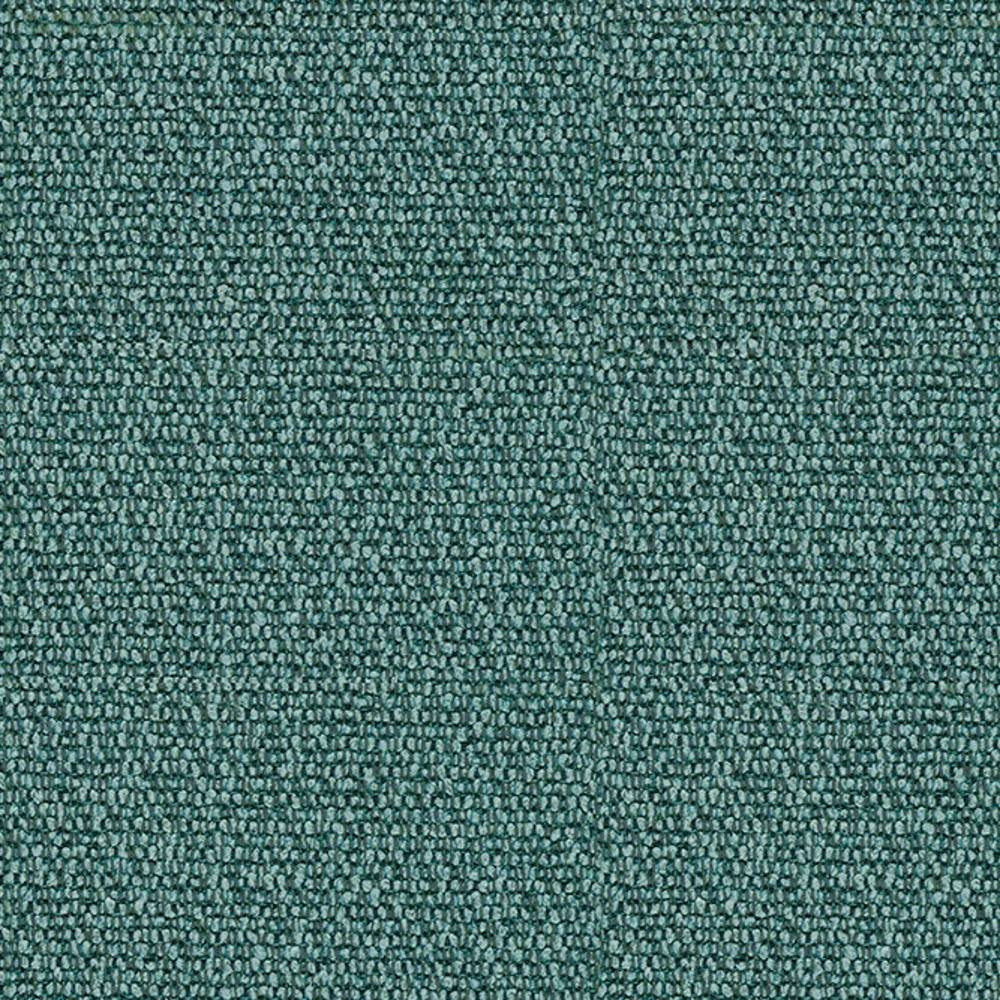 Close-up of teal-green woven 100% polyester upholstery fabric showing a tight, looped texture; contemporary sofa-grade swatch suitable for modern seating.
