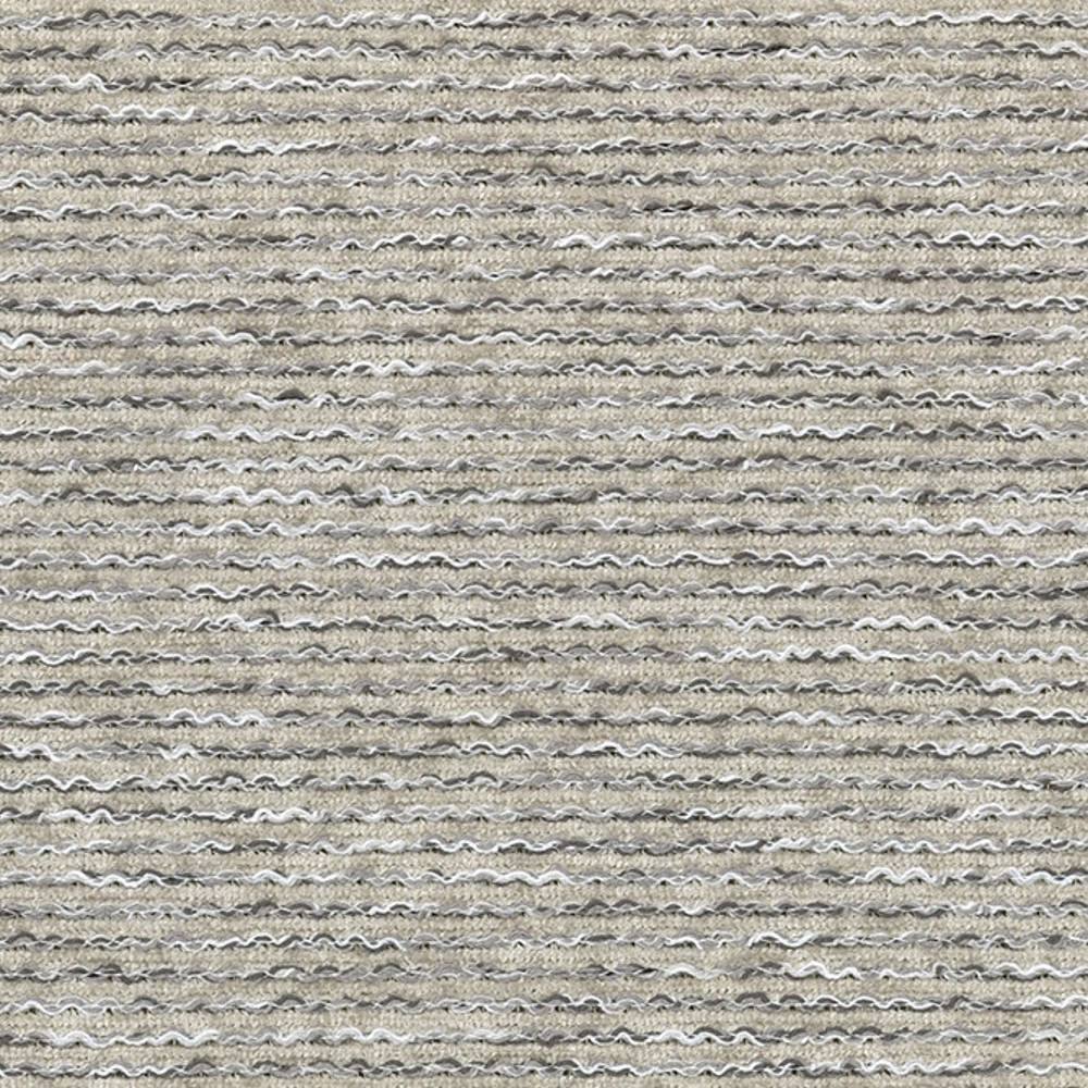 Close-up of neutral beige upholstery fabric showing horizontal ribbed texture with looped yarns; 55% viscose, 45% polyester blend suitable for sofas.